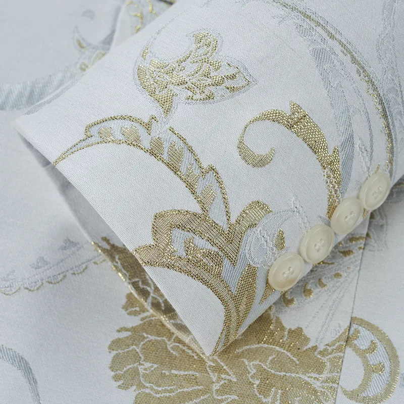 High Quality Jacquard Men's 2 Piece Blazer Pants Suit Gentleman Clothing Black Blue Fashion Luxury Wedding Party Dress Man Suits