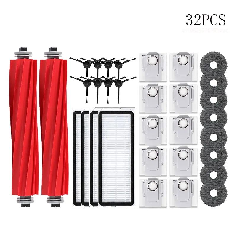 Roborock Robot Vacuum Accessory Set with Dust Bags, Main and Side Brushes, HEPA Filter, and Mop Cloths
