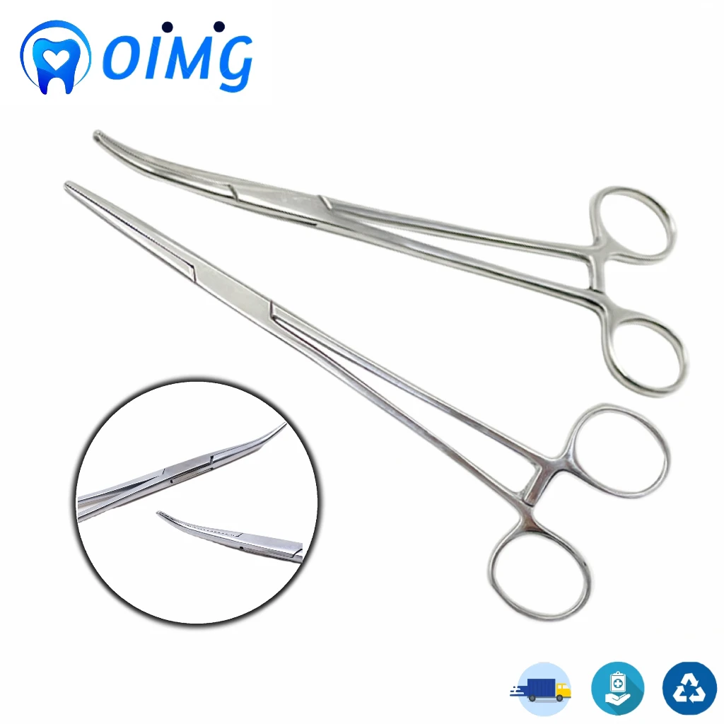 Dental Stainless Steel Hemostatic Forceps with Curved Tip Minimally