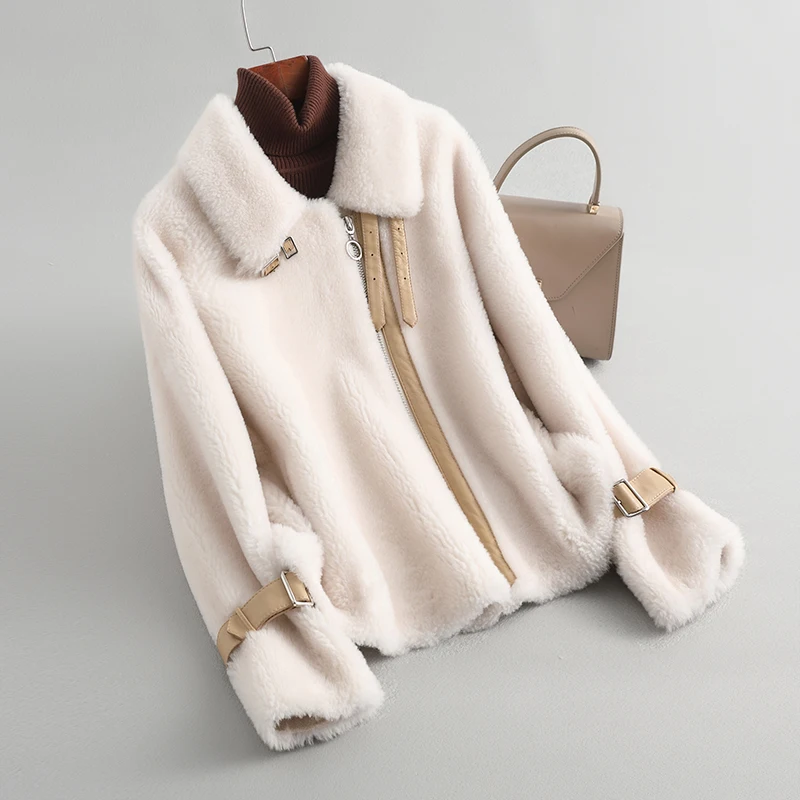 

2024 New Lamb Fleece Coat, Sheep Cut Fleece Coat, Women's Winter Short, Small, Young, Leather and Wool Integrated Women's Wear