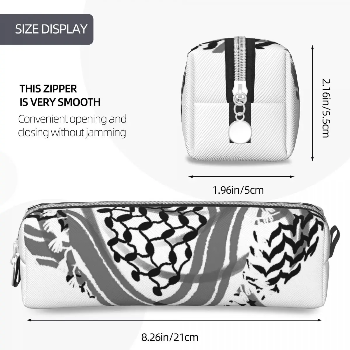 Palestine Keffiyeh 학생용 연필 케이스, 클래식 펜꽂이 가방, 대용량 보관 학교 용품, 지퍼 필통