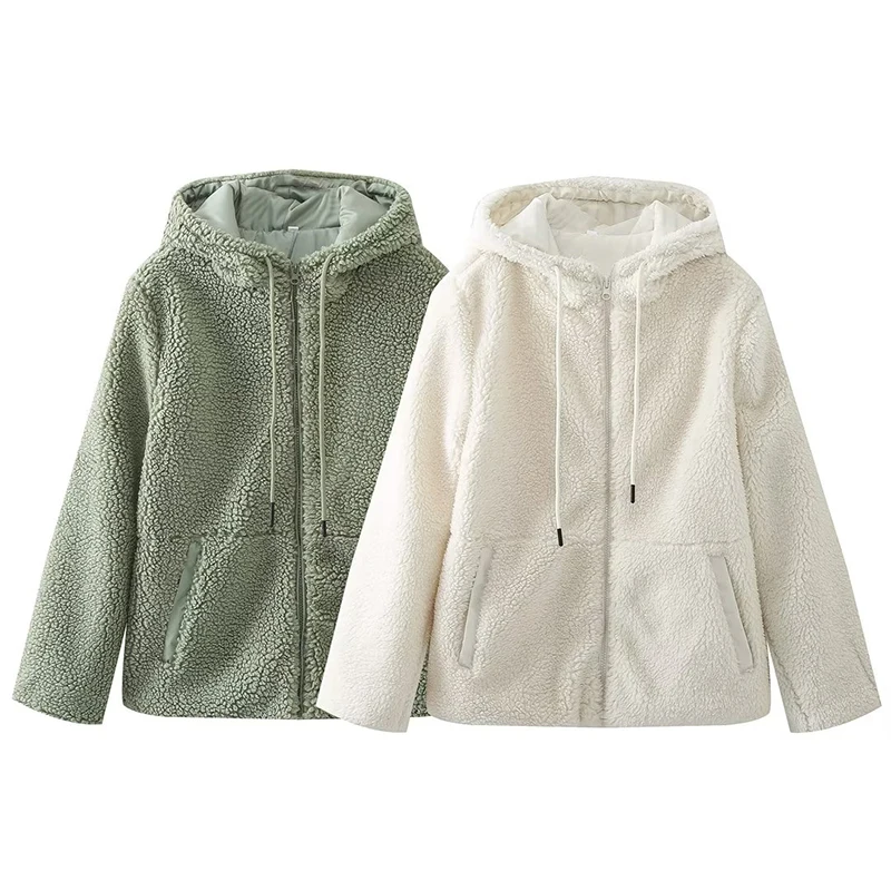 

Casual Women Autumn Winter Warm Hooded Teddy Jacket Coat
