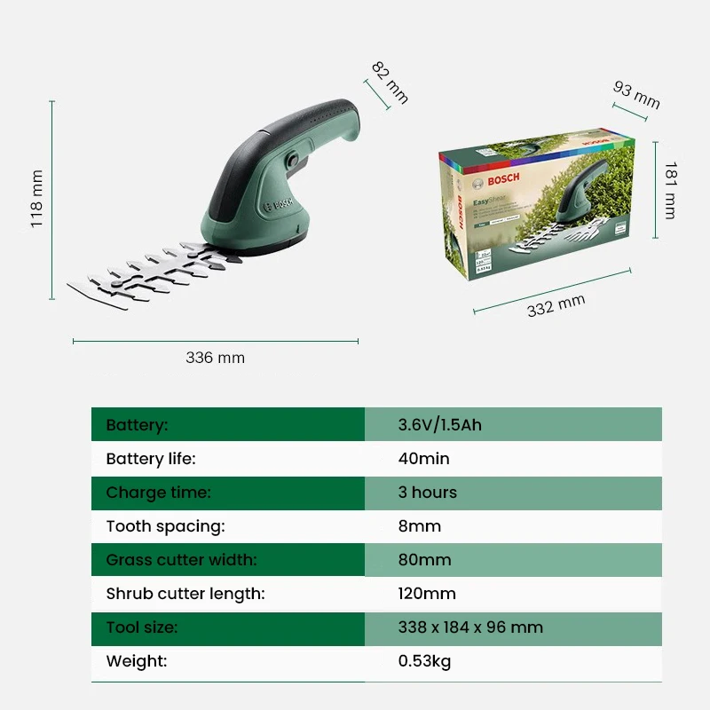 Bosch Electric Hedge Trimmer Cordless Pruning Shears Battery Rechargeable Shear Hedger for Grass Bonsai Shrub Garden Power Tools 6