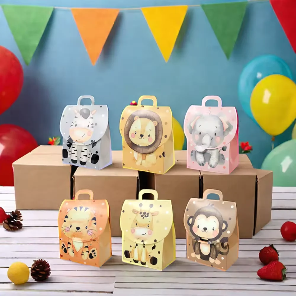 24/48 Stück Safari-Tier-Geschenkboxen Dschungeltier-Party-Geschenkbox mit Griffen für Snacks – Detail 4