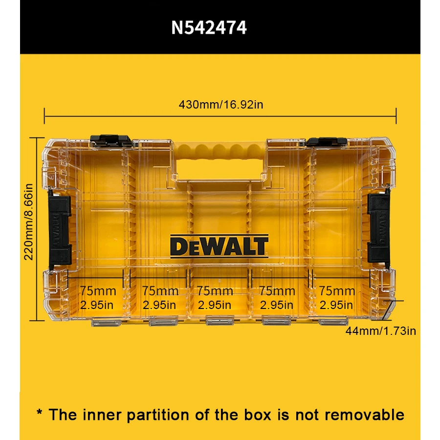 DEWALT N542474 Large Tough Case Empty Screwdriver Bit Parts Storage Box Power Tool Accessories 2