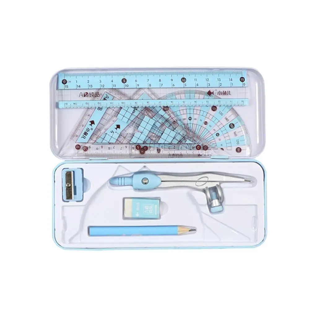 

2 математические детали, 8 шт., студенческие принадлежности, транспортир для чертежей, синий