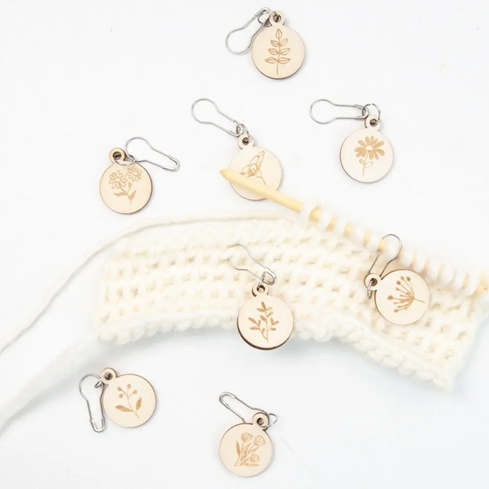 6Pcs Round Wooden Knitting Stitch Markers Flower Mushroom Pendant Crochet  Stitch Lock Needlework Knit Locking Stitch Marker Tool - AliExpress