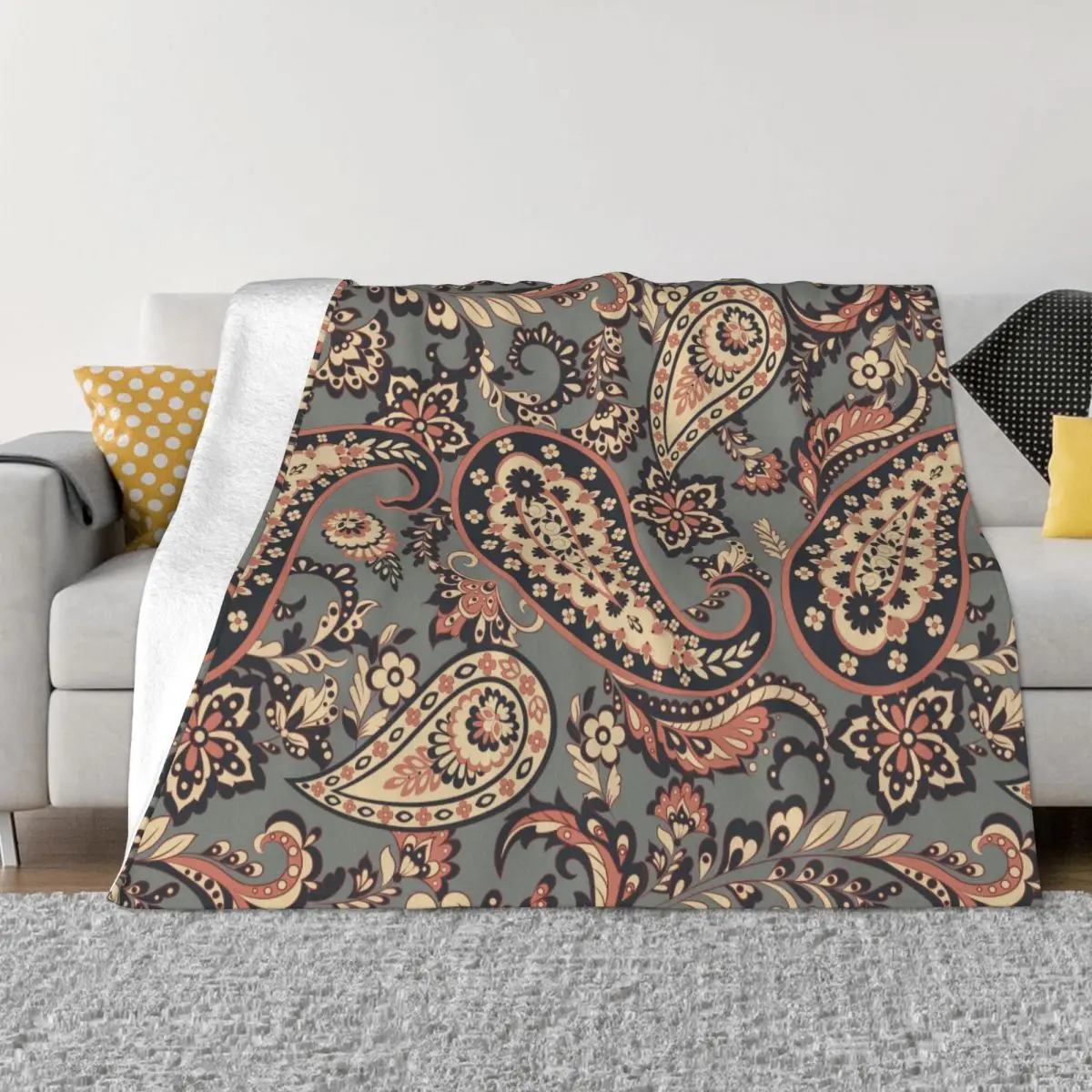 

Paisley Boho Blanket Summer Air Conditioning Ornate Floral Super Soft Throw Blankets for Bedding Outdoor Plush Thin Quilt