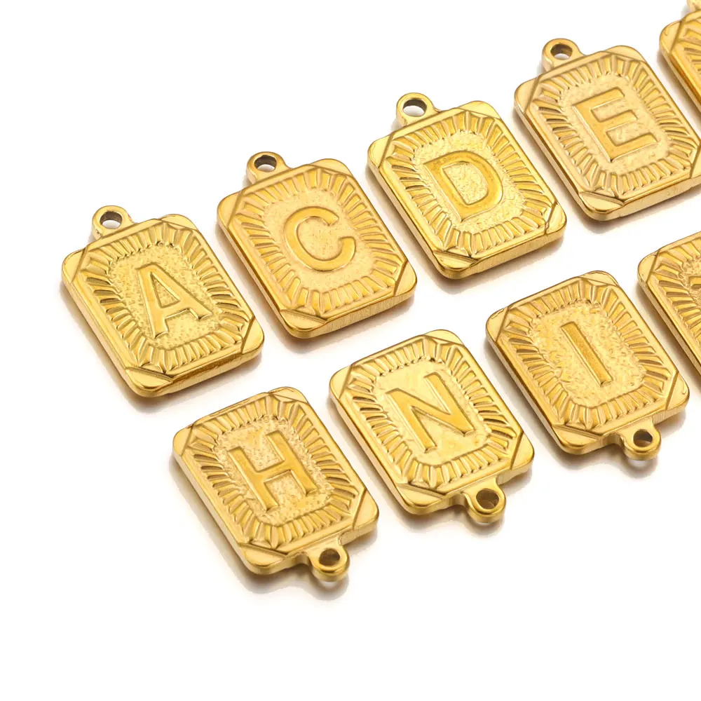1 Stück A-Z Buchstabenanhänger aus Edelstahl, Initialen-Namensanhänger für Halsketten, Armbänder, Schmuckherstellung, DIY, 26 englische Alphabet-Anhänger – Detail 2