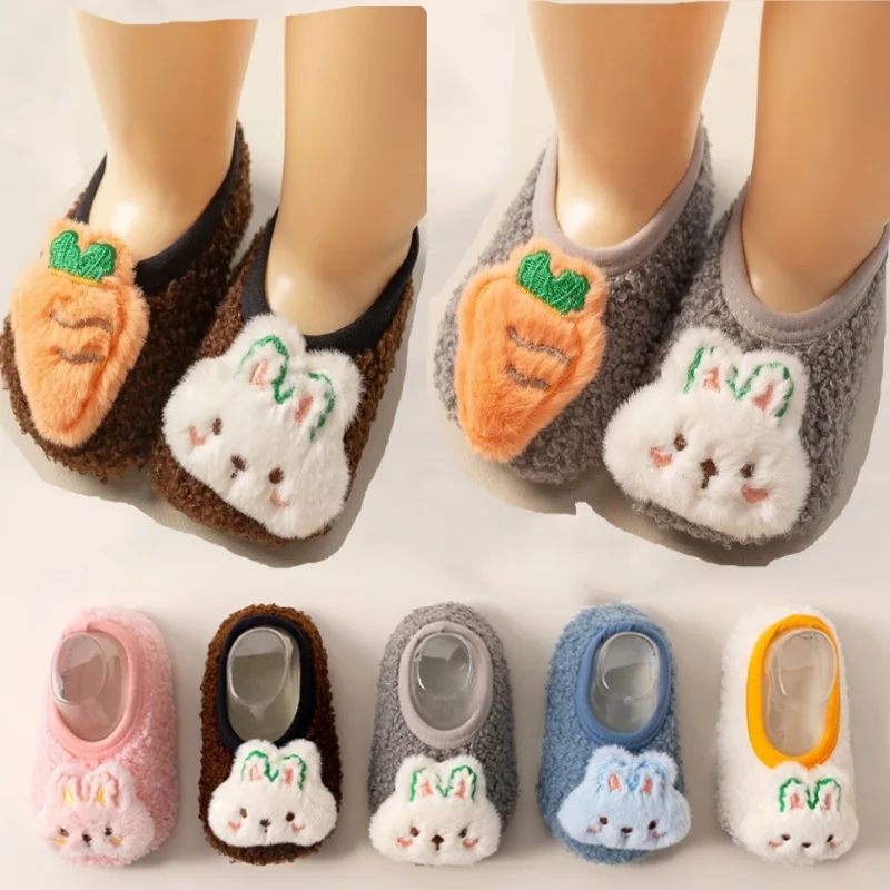 Winter Warm Baby Slippers Toddler Plush Floor Sock Shoes Boys Girl Children Soft Anti-slip Walking Shoes Indoor Home Kids Shoes