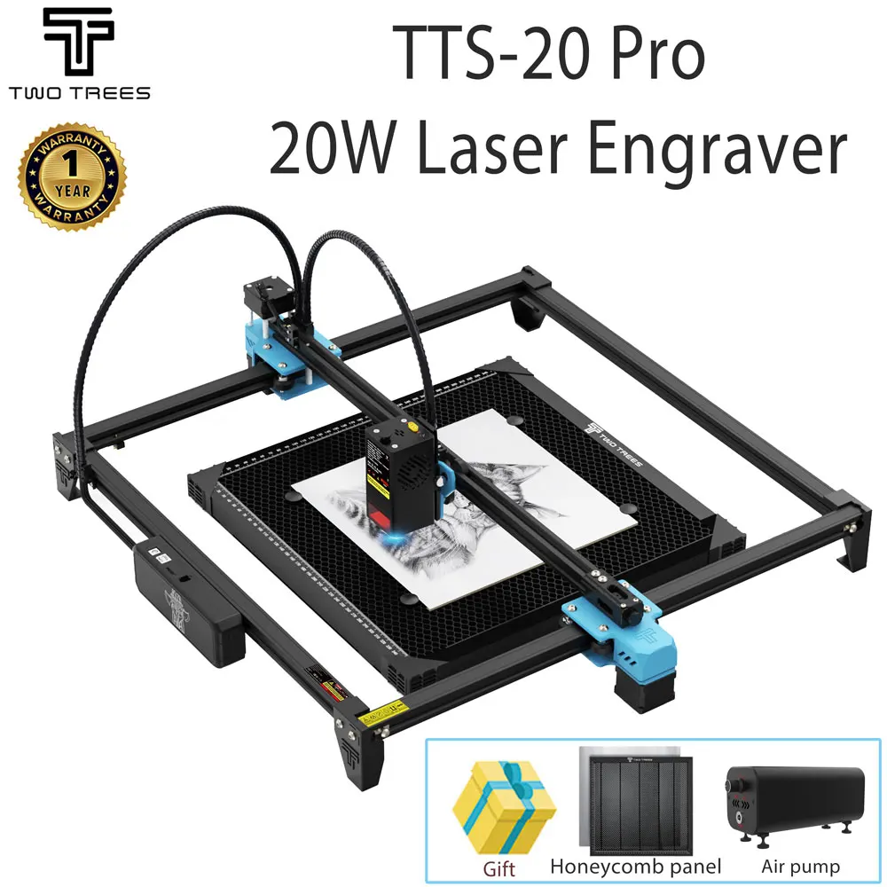 

TwoTrees TTS-20 Pro CNC Metal Laser Engraver Support Offline Control 130W Laser Engraving Machine with Limit Switch Laser Cutter