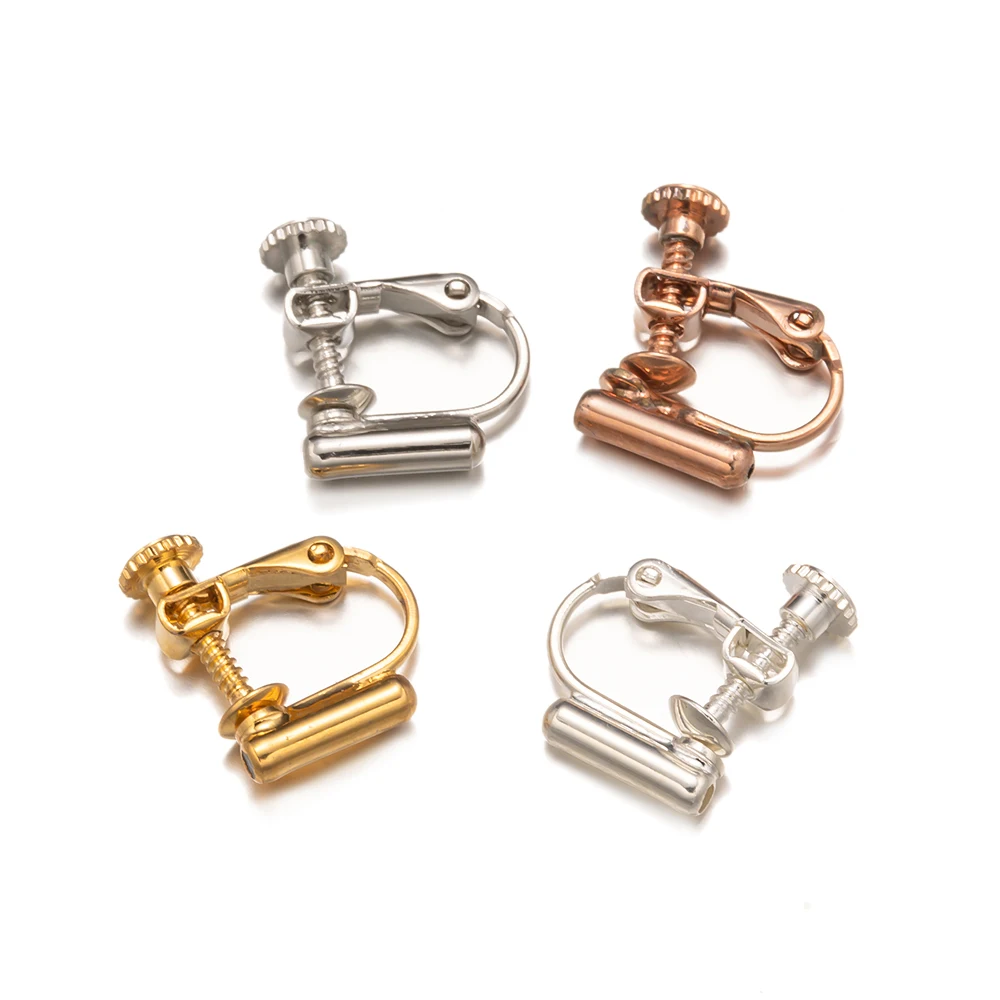 10 stücke Kupfer Gold Clip-on Ohrringe Konverter Komponenten Ergebnisse für DIY nicht durchbohrte Ohren Schmuck Herstellung liefert Accessoires – Detail 5
