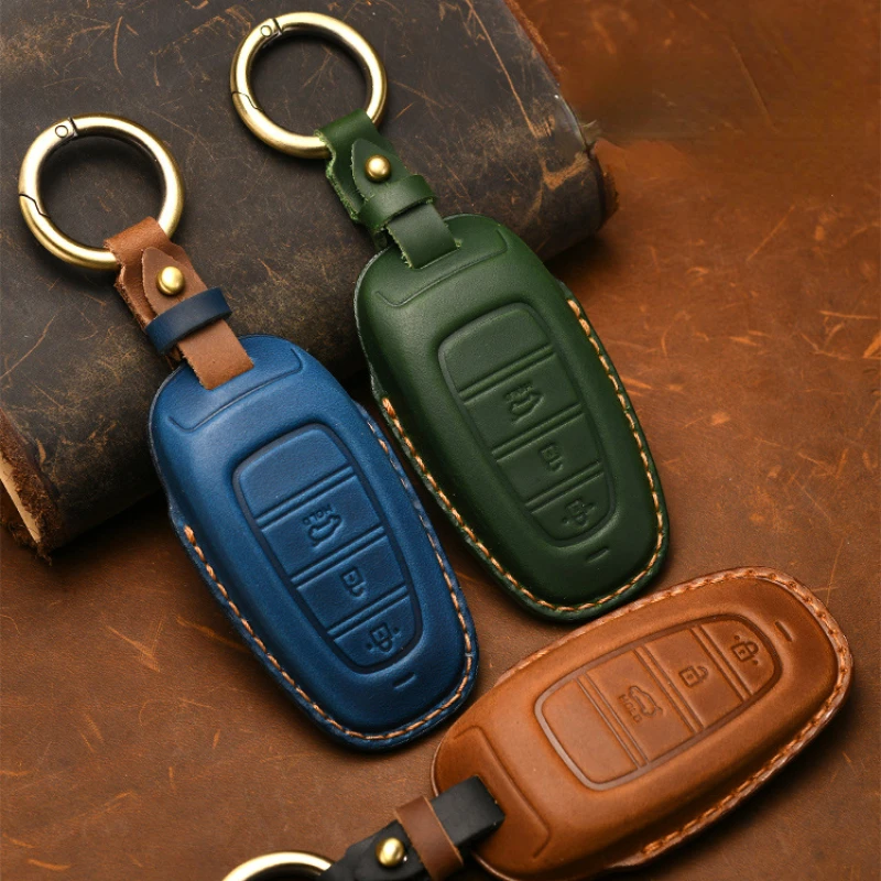 3 Btn Retro Leather Car Key Fob Cover per Hyundai Solaris Sonata Hybrid NEXO NX4 New Grand Santa Fe Tucson 2020 2021 - Sbec7f0904c9e4f8391baaec164bbda04b