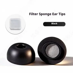 Premium Memory Foam Ear Tips - Soft, Anti - Slip Earbuds Replacement  Earplugs with Earphone Case - 1 pair M (Black)
