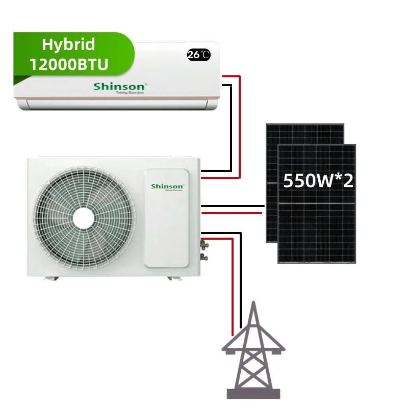 12000Btu Hybrid Split ACDC Solar Air Conditioner for Home