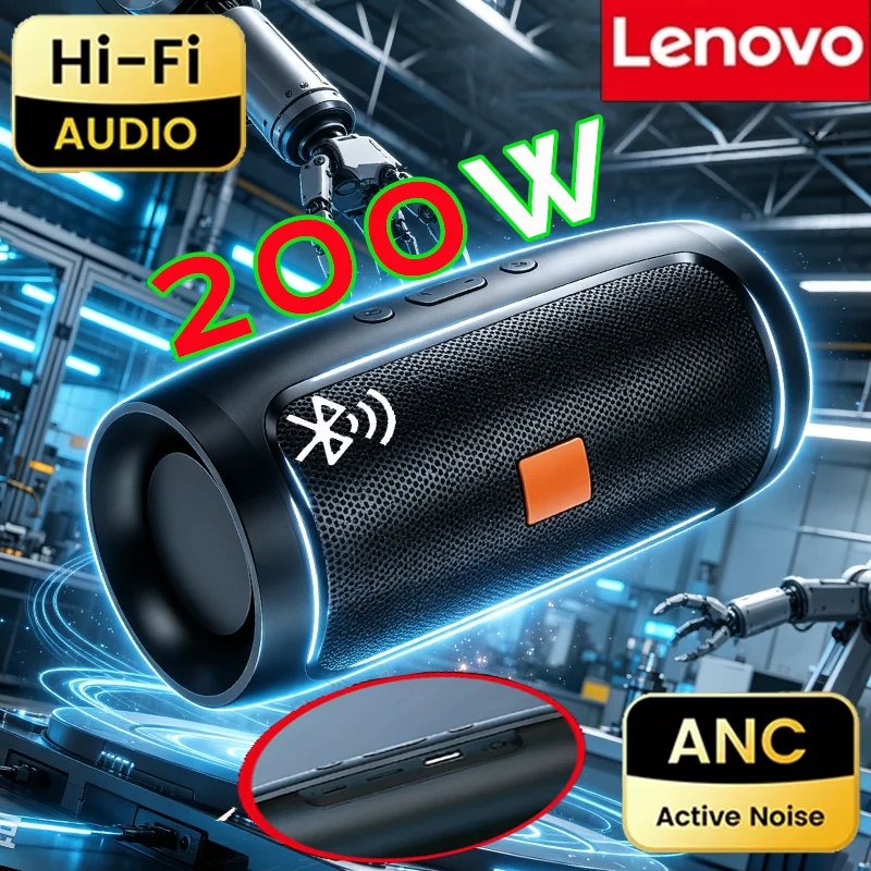Enceintes sans fil portables Lenovo Bluetooth 5.4, TF, USB, FM, double haut-parleur, lecture stéréo, diffusion vocale, caisson de basses, boîte de son 1