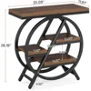End Table Set of 2, 3-Tier Narrow Sofa Side Table with Storage for Living Room, Wood End Table with Geometric Metal Frame, Indu 2