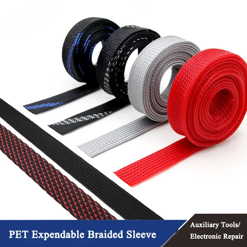 2/10M PET Black Cable Sleeve 2~40mm Insulated Braided Sleeving Data ...