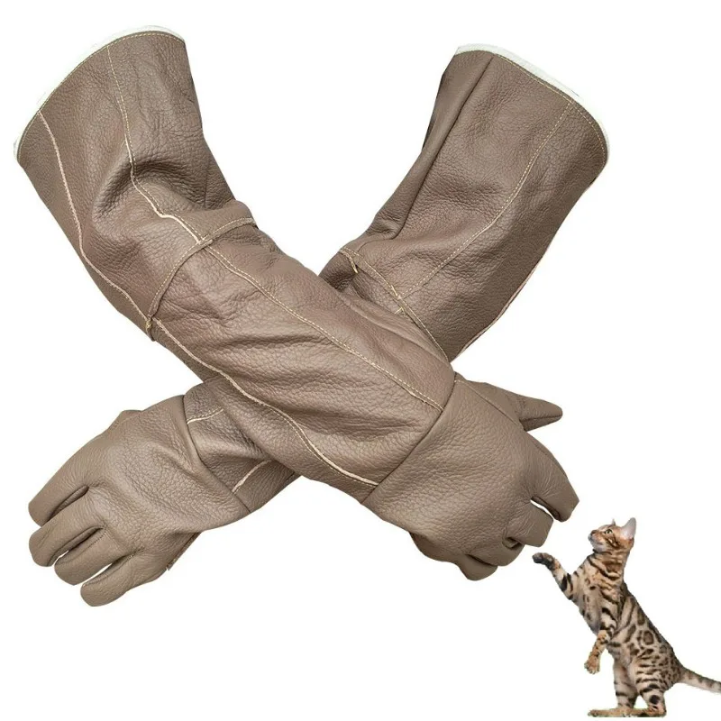 

Multifunctional Waterproof Animal Handling Gloves Anti-bite Cow Leather Long Gloves Cat Dog Parrot Eagle Bath Training Pet Shop