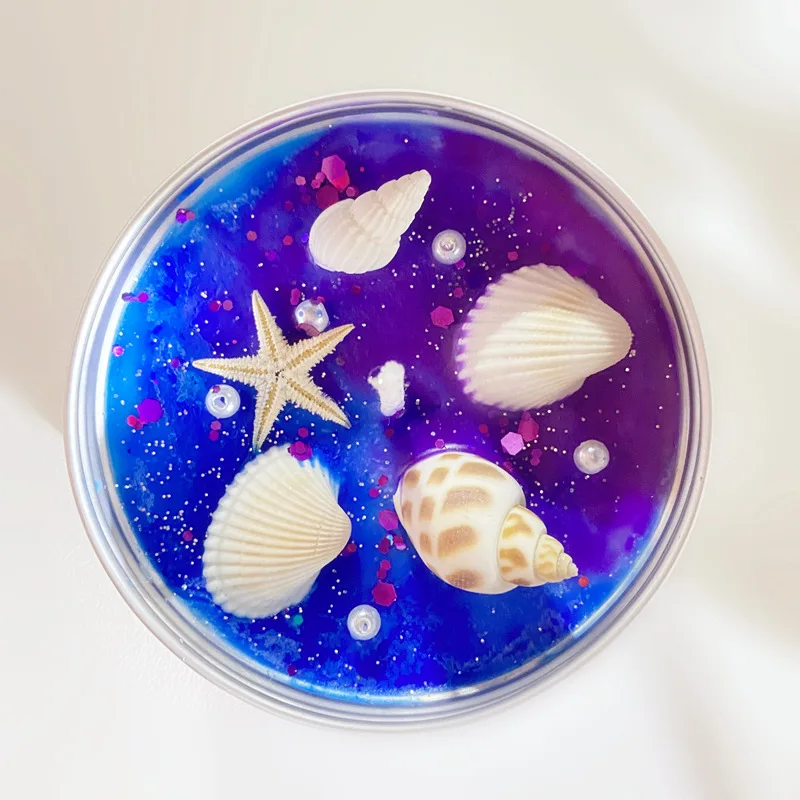 Soy Wax Scented Candle with Seashells and Botanicals