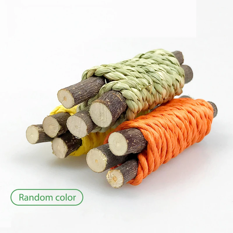 Rabbit Chew Toy Organic Natural Apple Wood Grass Pet Bunny Rabbit Toys For Chinchilla Guinea Pigs Hamster Utensils Accessories pet chew toys pet toys pet teeth grinding toy hamster toy