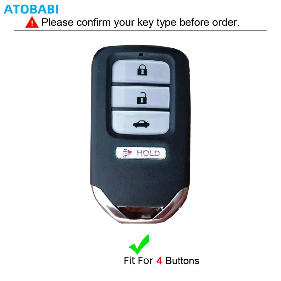 HIBEYO Smart autosleutelhoes past voor Honda beschermhoes sleutelhoes voor afstandsbediening Honda Vezel CR-V Jazz Civic HR-V Sleutelhanger Sleutelhanger Klap 3 toetsen (rood