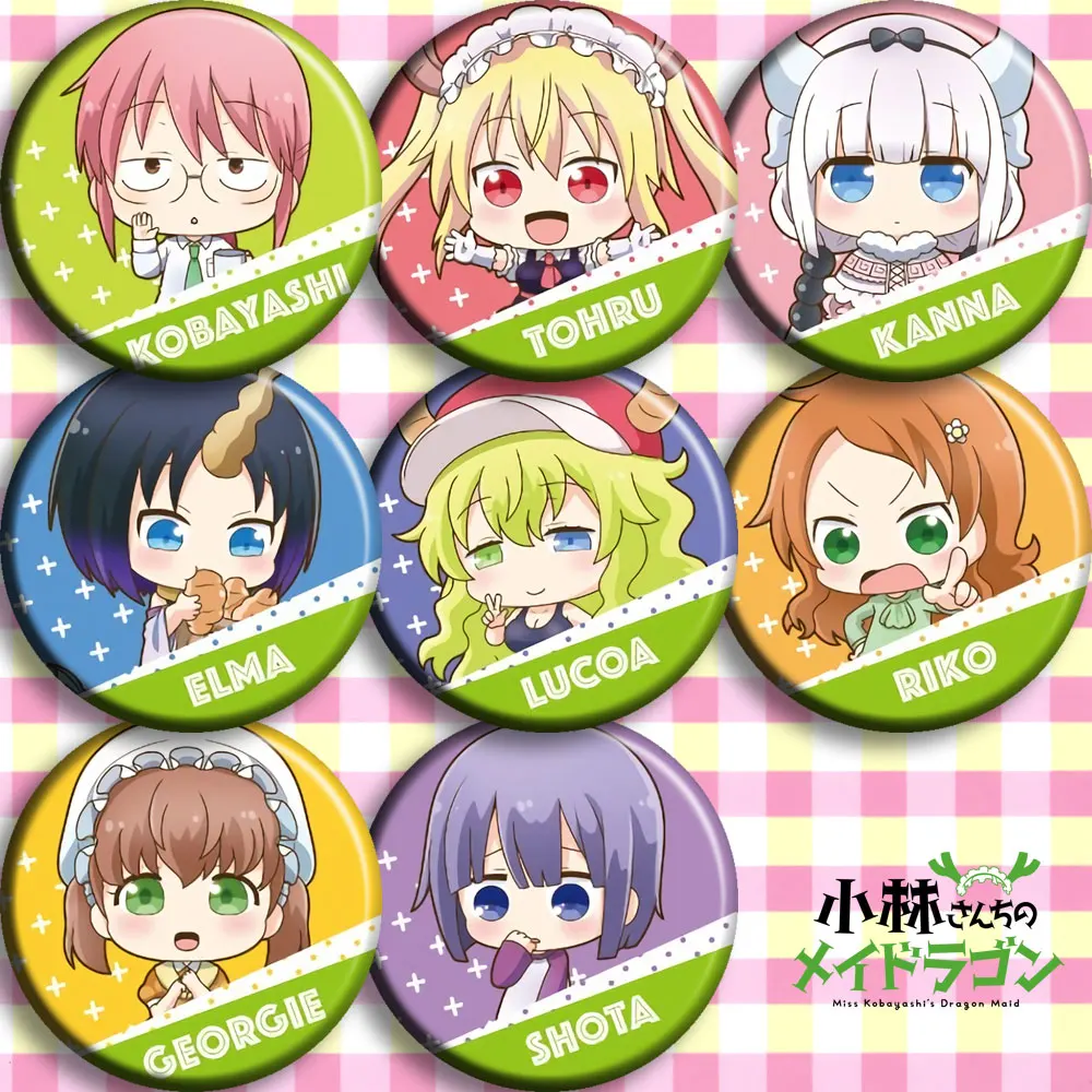 Горничная дракона Kobayashi Toru Kanna Kamui Elma Lucoa Riko Georgia Shota значок Косплея