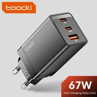 Toocki 67W GaN Charger USB C PD 3.0 Quick Charger Fast Charging Charger For iPhone AFC FCP BC1.2 QC 3.0 Type C Charge Adapter
