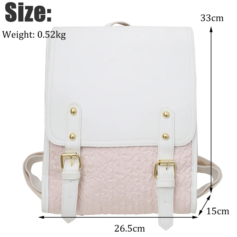 Preppy Style PU Leather Backpack Green-20x10x23cm