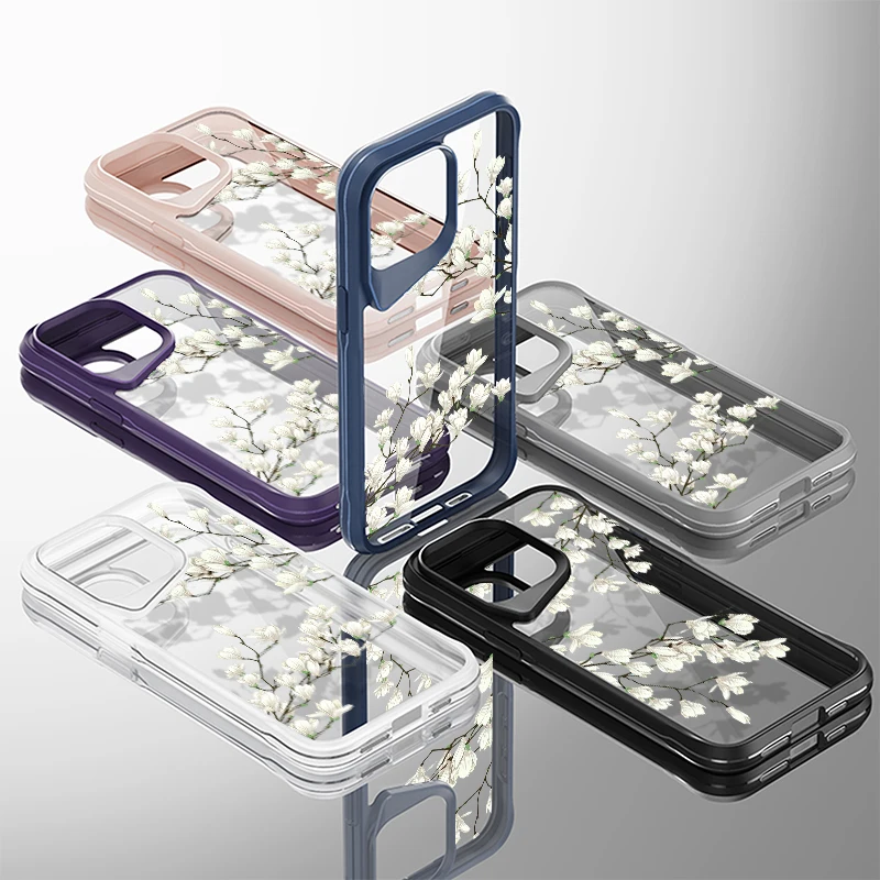 Per Iphone 15 Pro Max Flower Case Antiurto Robusto Paraurti In Silicone Crystal Clear Back Hard Cover Coque Per Iphone 13 14 Pro Max