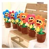 kids toys Singing And Dancing Cactus Sun Flower Toy Simulation Sunflower Dancing Playing Saxophone Bluetooth Musical Plush Toy 2