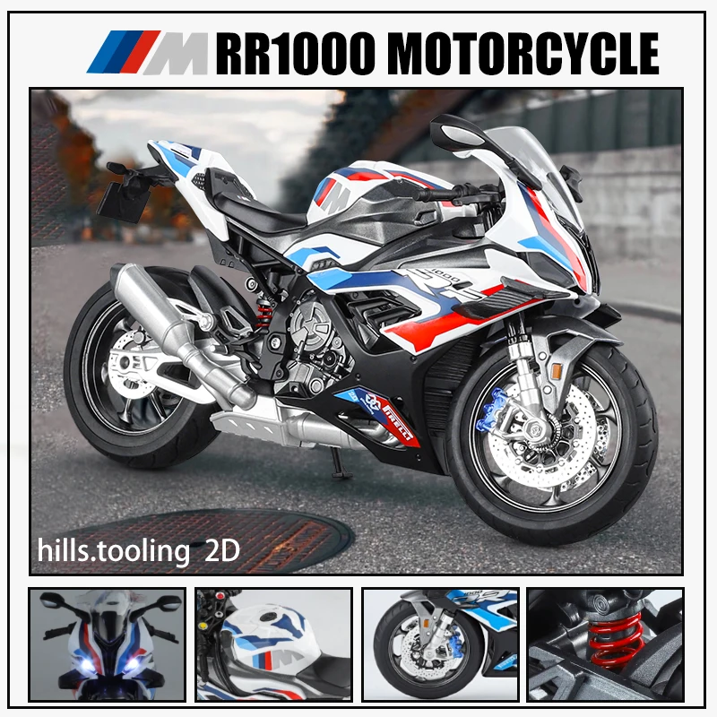 1:9 BMW M1000RR S1000RR 레이싱 합금 금속 다이캐스트 오토바이 모델 클래식 감상적인 시뮬레이션 유행 장식품 아이를위한 선물