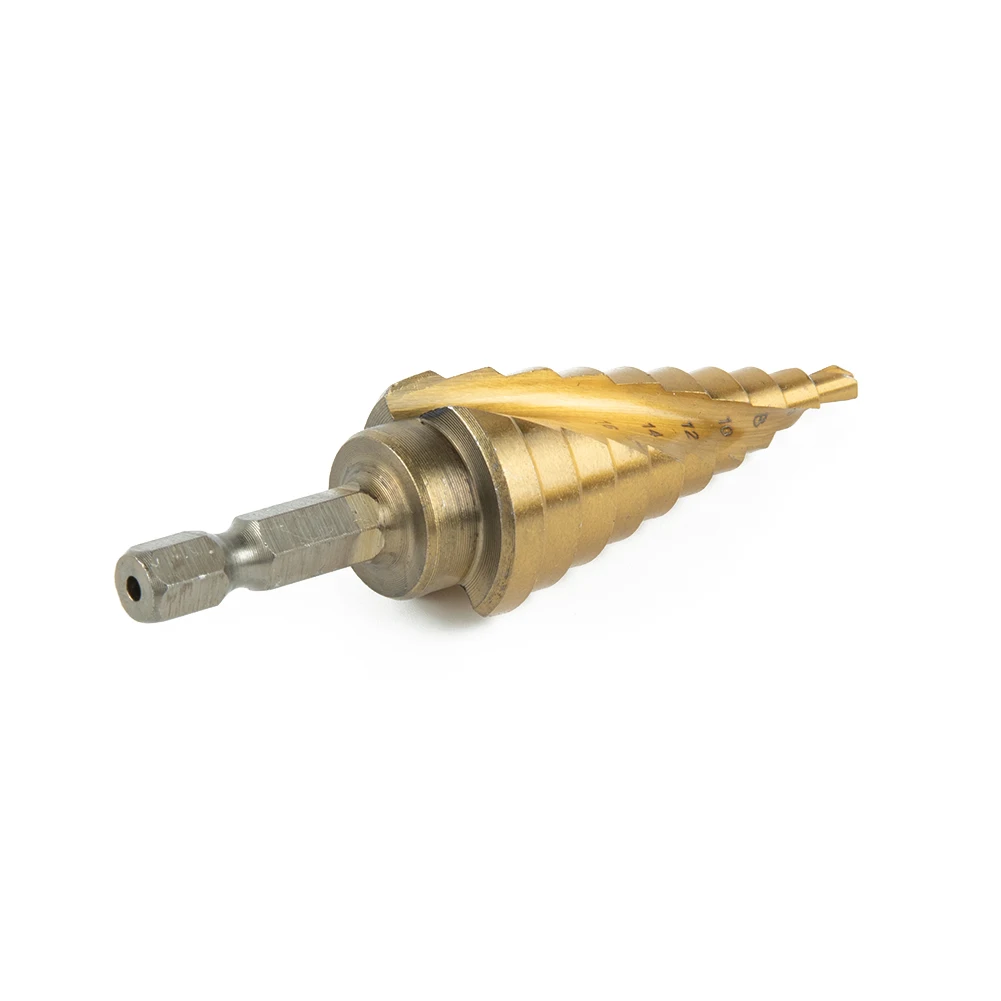 

Part Step Drill Bit Spiral Fluted Gold Step Cone Aluminum Drill Bit Insulation Boards Sheet Iron Plate Sale New