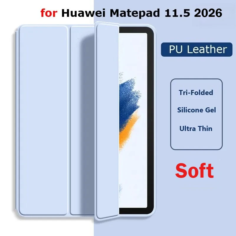 Premium Tri-Folding Stand Tablet Case with Soft TPU Liquid Silicone Cover