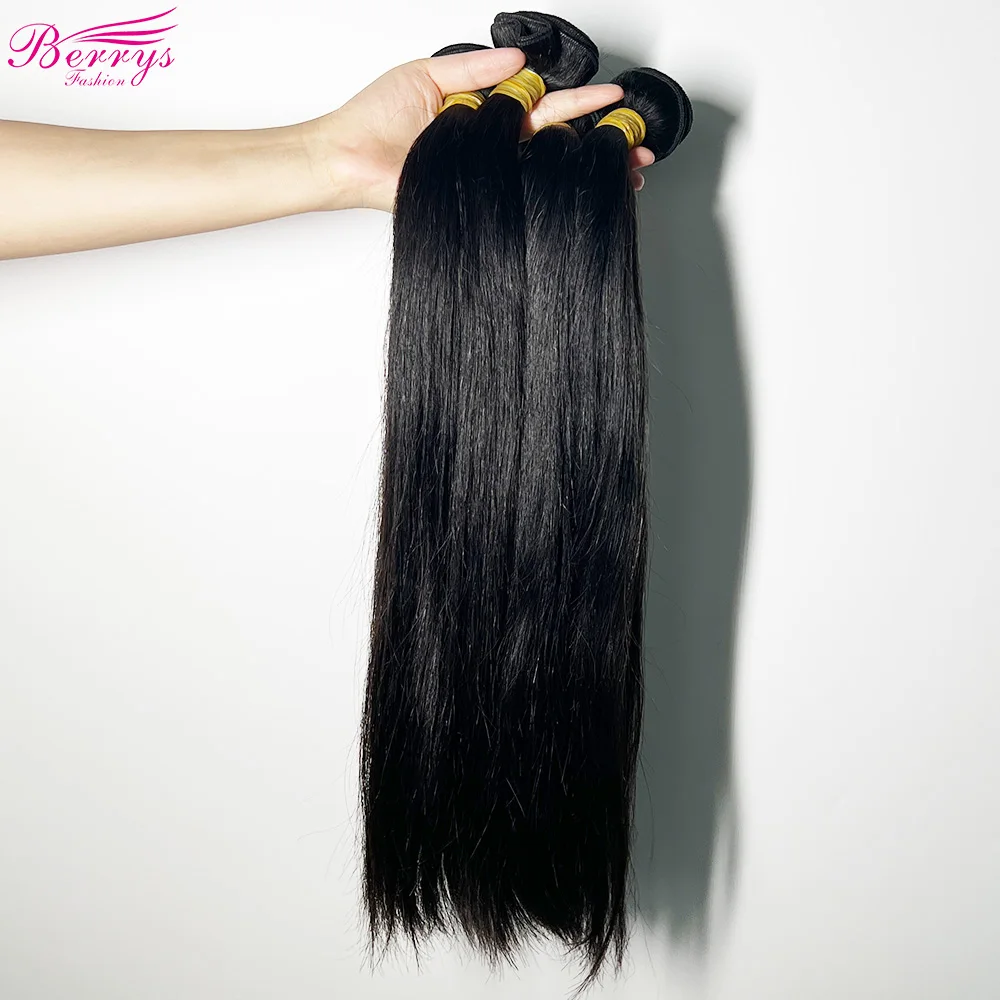 Berrys Fashion Hair Cambodia Straight Virgin Hair Weave Nature 1B 100% Human Extension 10-28inch for Black Girls
