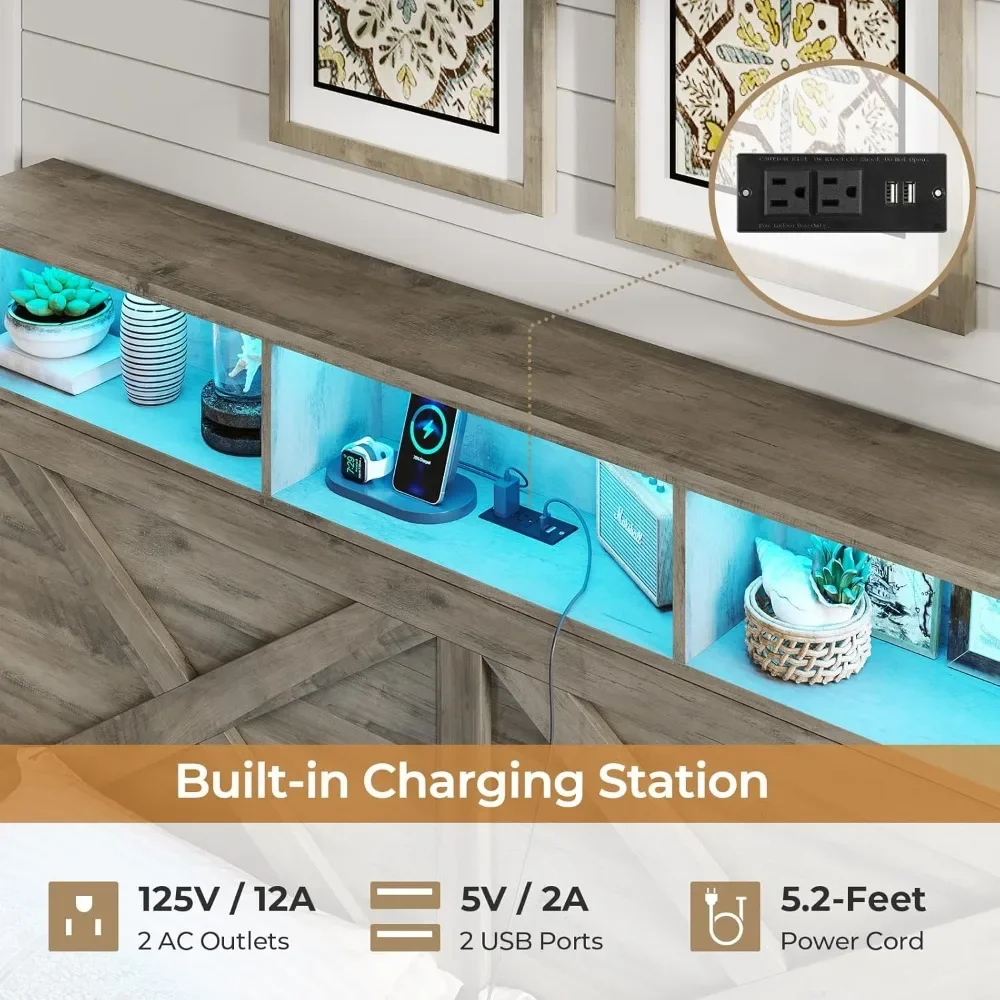 Farmhouse Queen Storage Bed with LED 4
