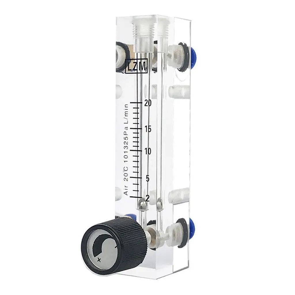 Flowmeter 6-600 ml per min 0.1-1000 LPM Push in 6 8 10 mm Acrylic LZM-6T Panel Air N2 CO2 Gas Rotameter With Valve Adjustable
