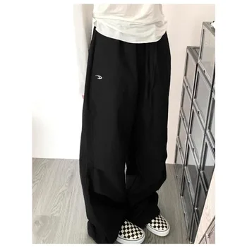 النمط الأوروبي الأمريكي حجم كبير السراويل التطريز Y2K الشارع الشهير موضة بنطال ذو قصة أرجل واسعة النساء الخريف عادية جديدة سراويل طويلة 2