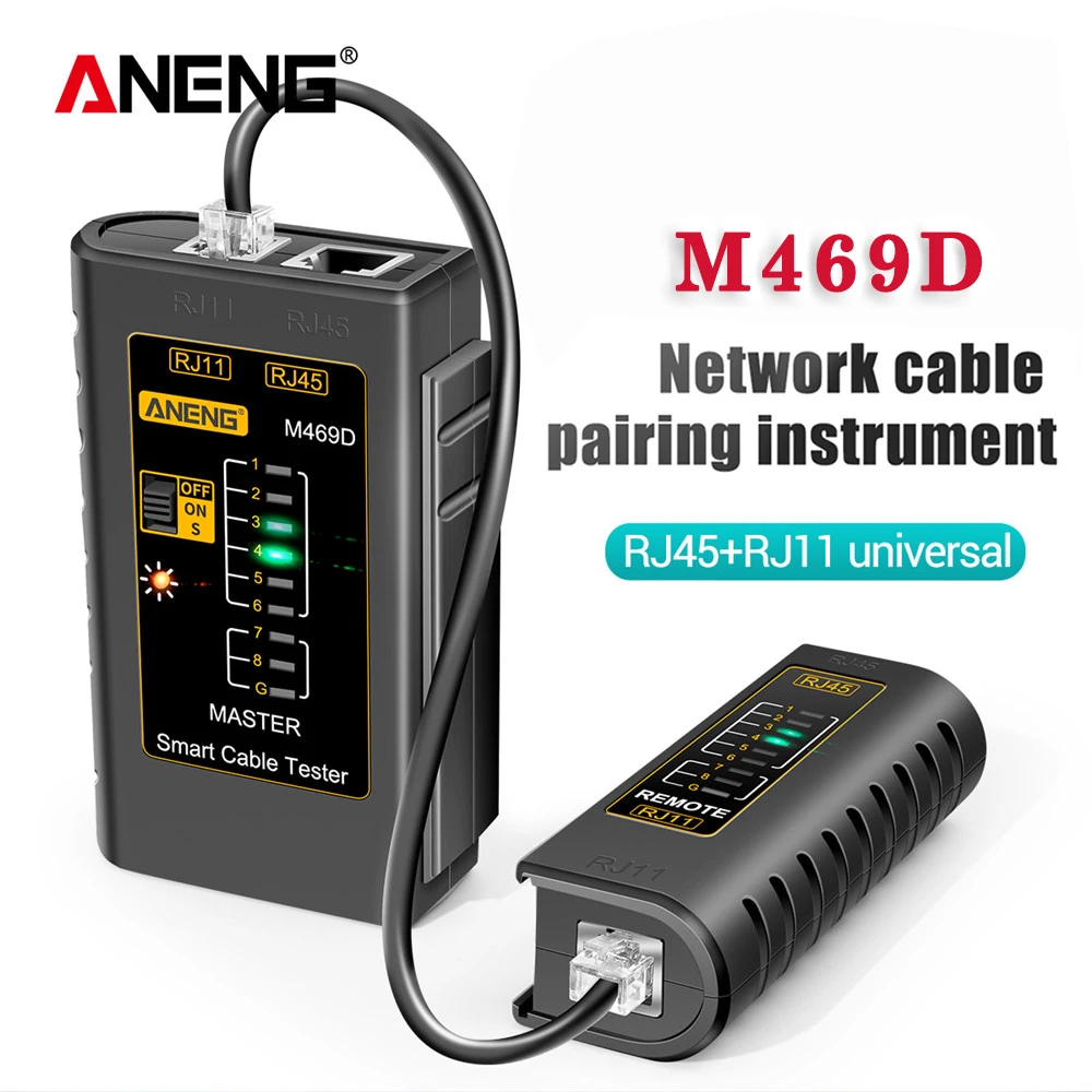Тестер сетевого кабеля ANENG M469D тестер RJ45 RJ11 RJ12 CAT5 UTP lan сетевой инструмент для