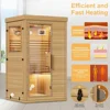 Far Infrared Home Sauna Room for 1 Person, Spa Saunas with Digital Controller, 2 Bluetooth Player, LED Reading Lamp, Saunas 4