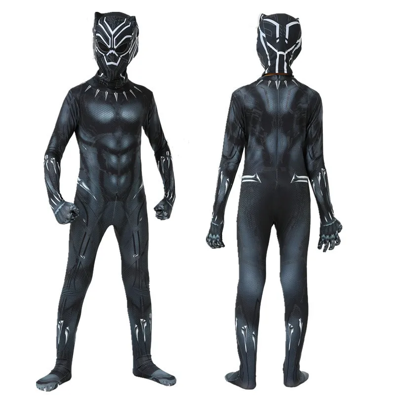 

Anime Superhero Black Kids Panther Men Boys Adult Jumpsuits Children Panther Cosplay Halloween Costume Bodysuits Dress Up New