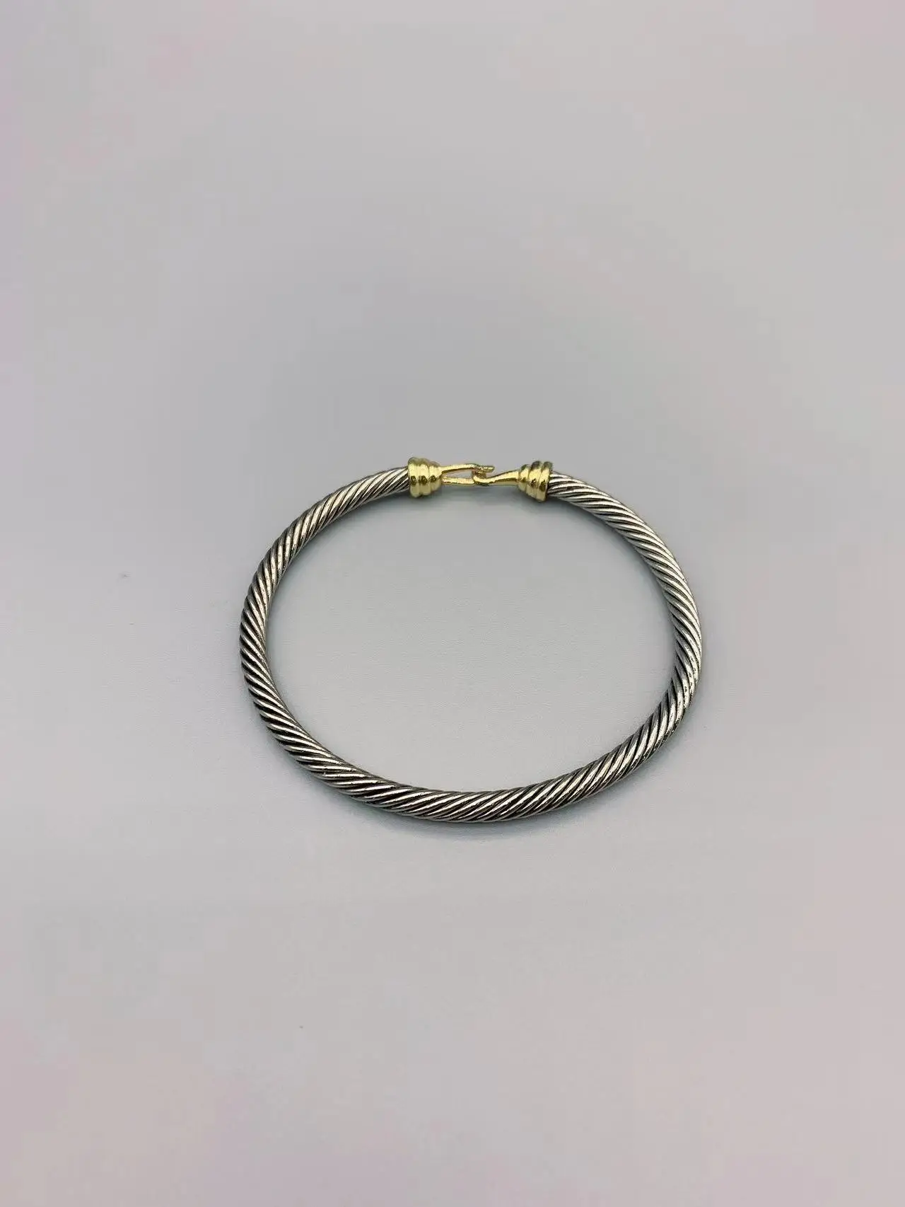 Le Han Jewelry Silver Cable Buckle Bracelet With 18k Gold Plated 3Mm