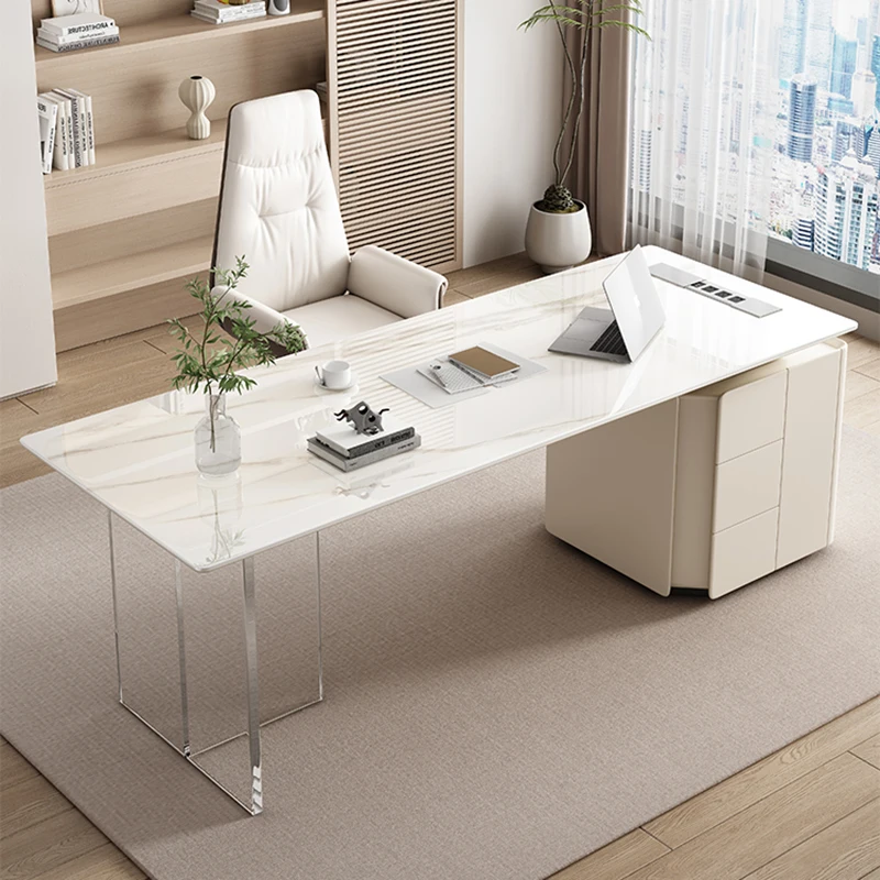 

Meeting White Office Desks Reception Modern Desktop Luxury Writing Workstation Executive Storage Tavolo Da Lavoro Furniture