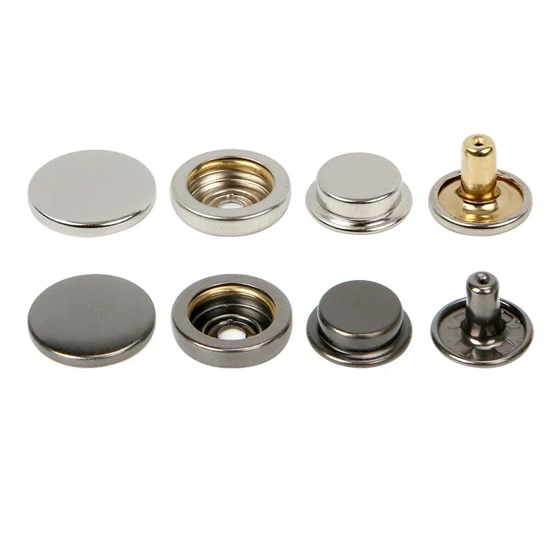 50 Sets Fastener Snap Kit Heavy Duty Press Snap Button or Marine Boat Canvas Bag Leather Down Jackets Craft Brass Double Sided 6