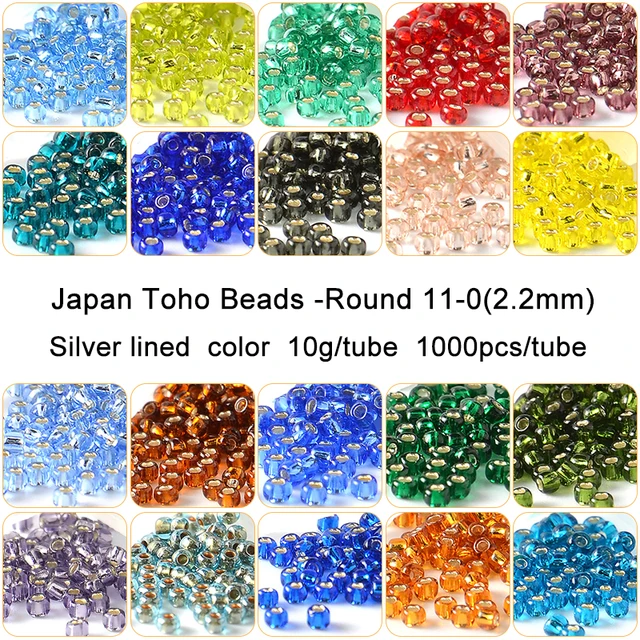 1000pcs 11/0 TOHO Round Beads Silver Lined Color 10g Japan Glass Seed Bead For Needlework Handmade DIY Bracelet Jewelry Making 1