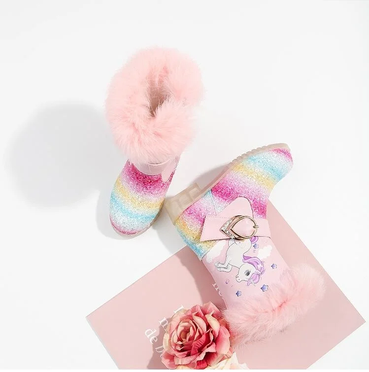 Unicorn Rainbow Sequin Glitter Boots