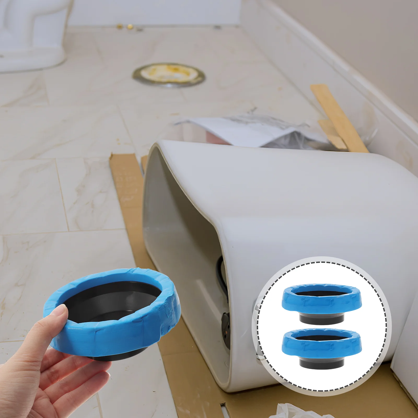 2PcsFlangeSealWaxRingToiletsReplacementGasketWatertightRubber
