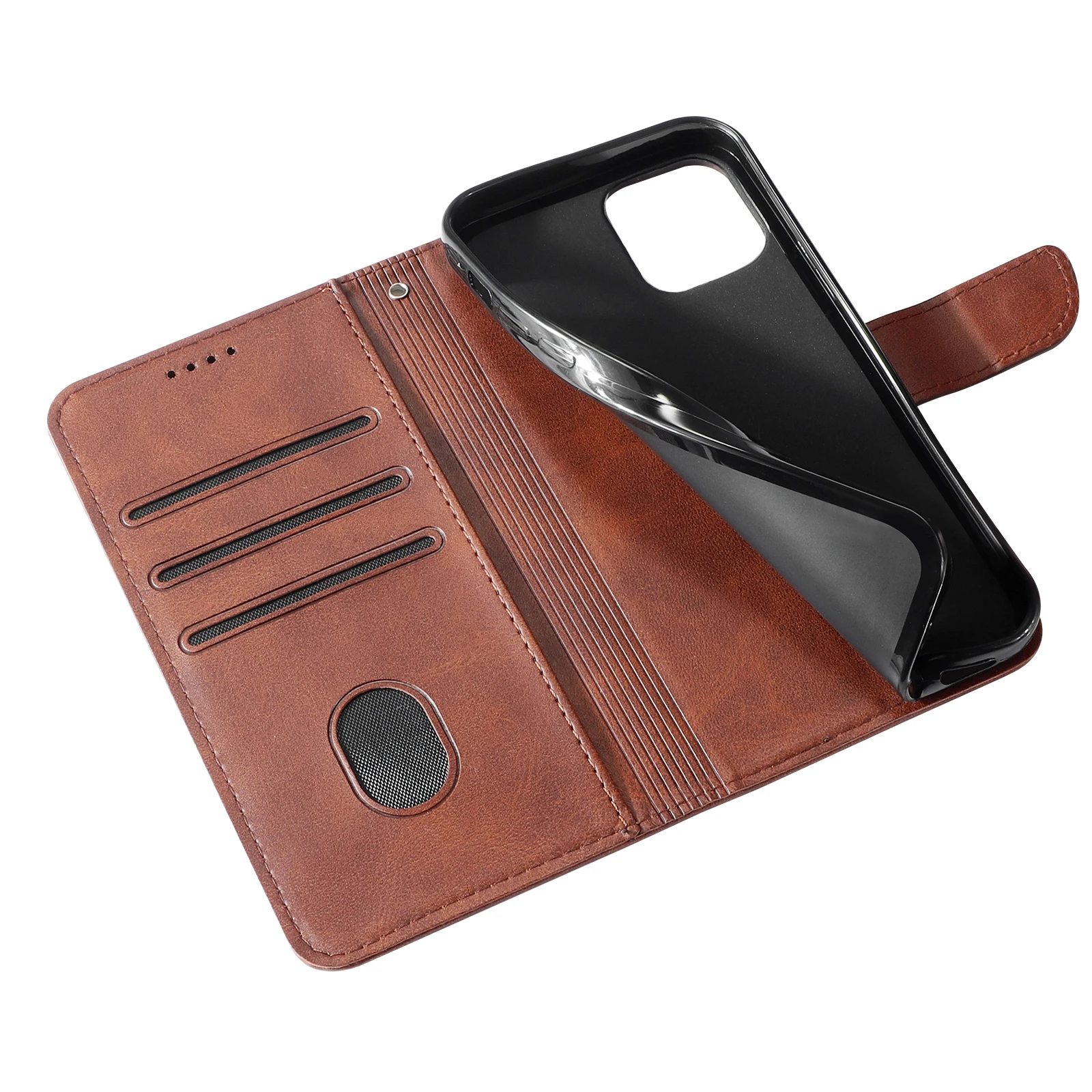 3D Ear of Wheat Leather Wallet Flip Phone Case - Elegant Protective Cover