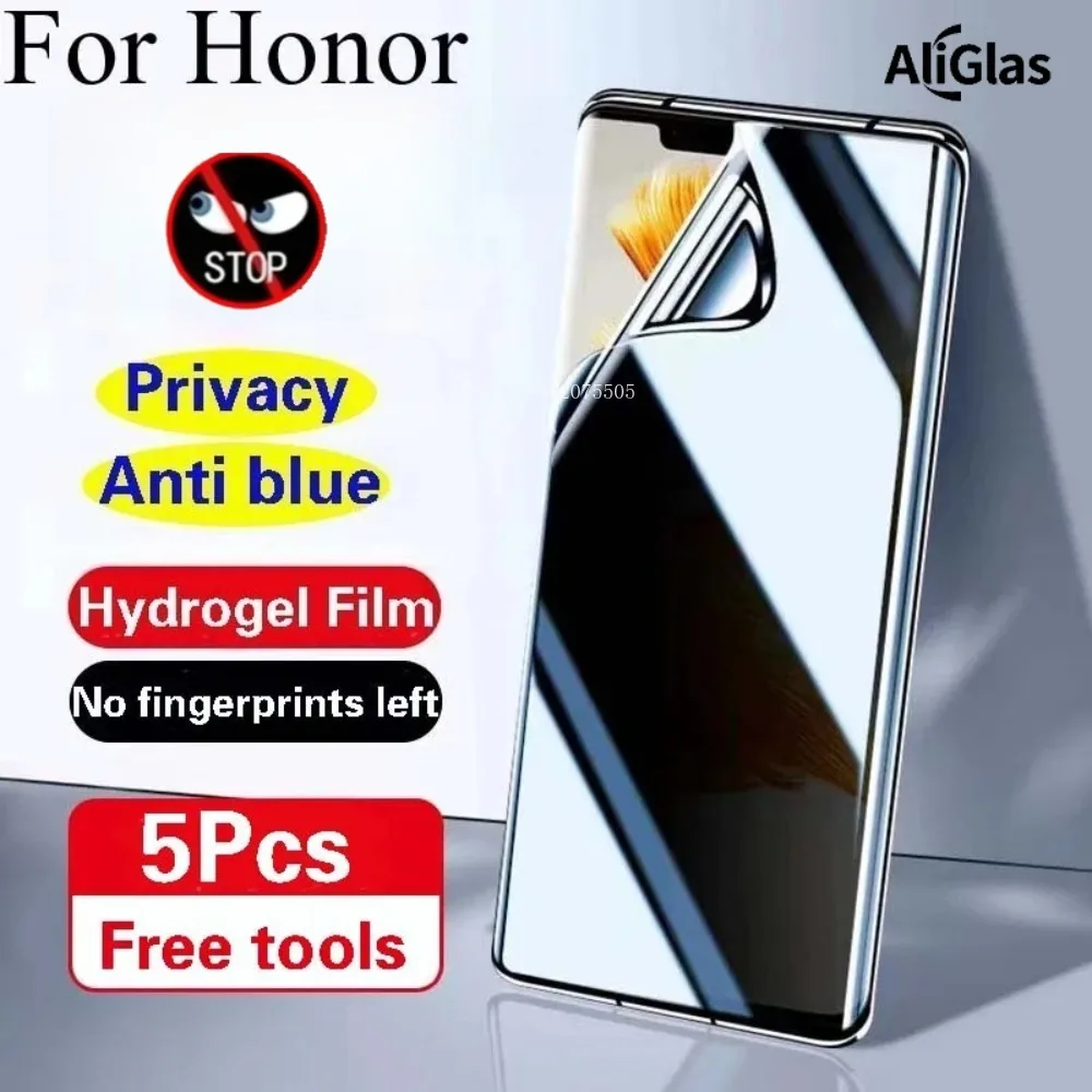 Protecteur d'écran de confidentialité, 4 pièces, Film Hydrogel pour Honor Magic 8 Pro Magic 7 Pro 7 Lite, couverture complète douce, pas du verre, Anti-espion