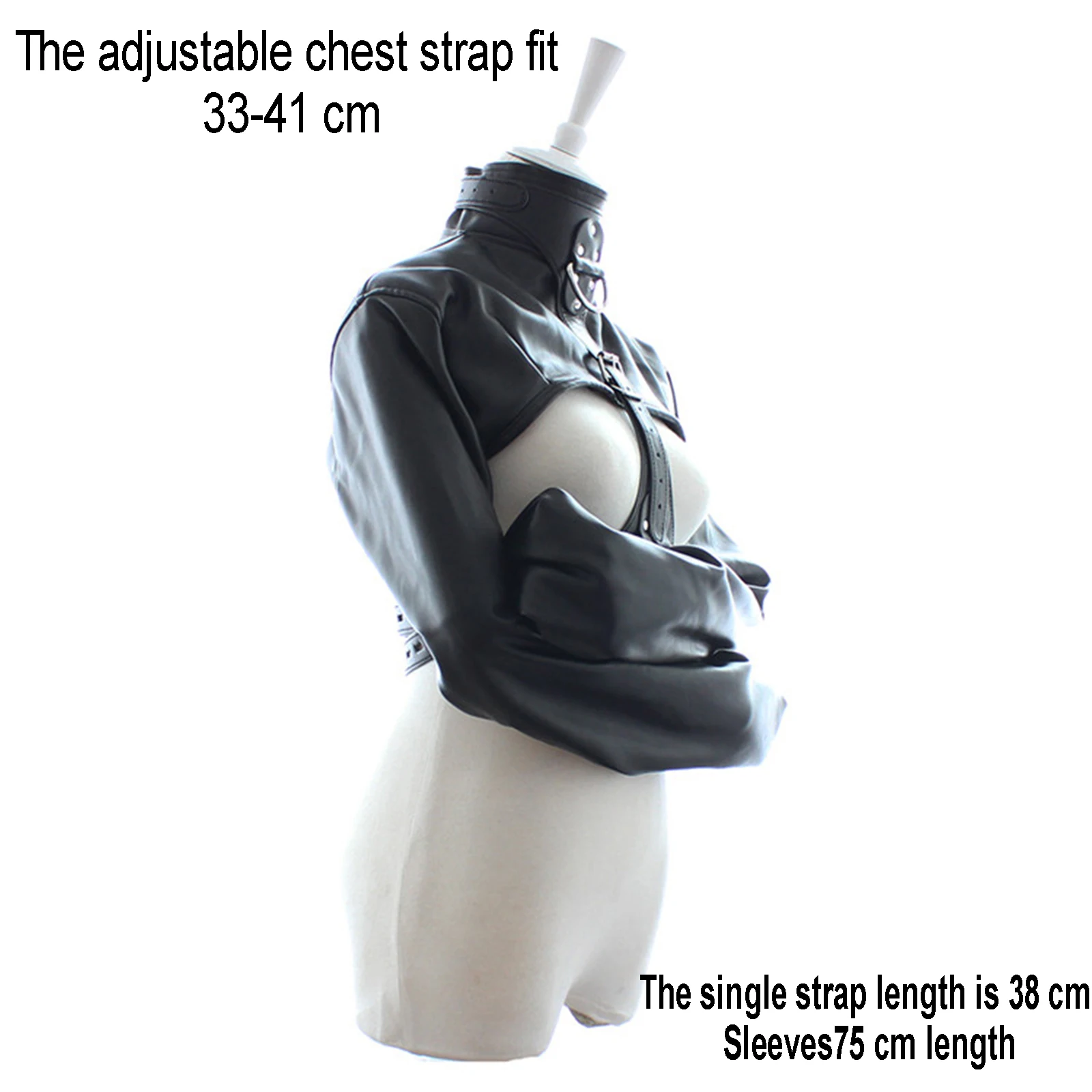 Sexy cupless bondage strait jacket top i sort og rød til kvinder_voghion.com